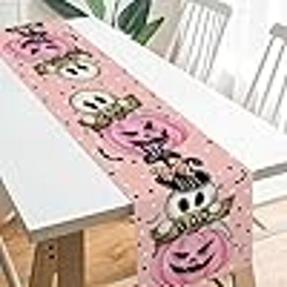Two pink pumpkin Halloween table runners - NWT - Picture 2 of 2